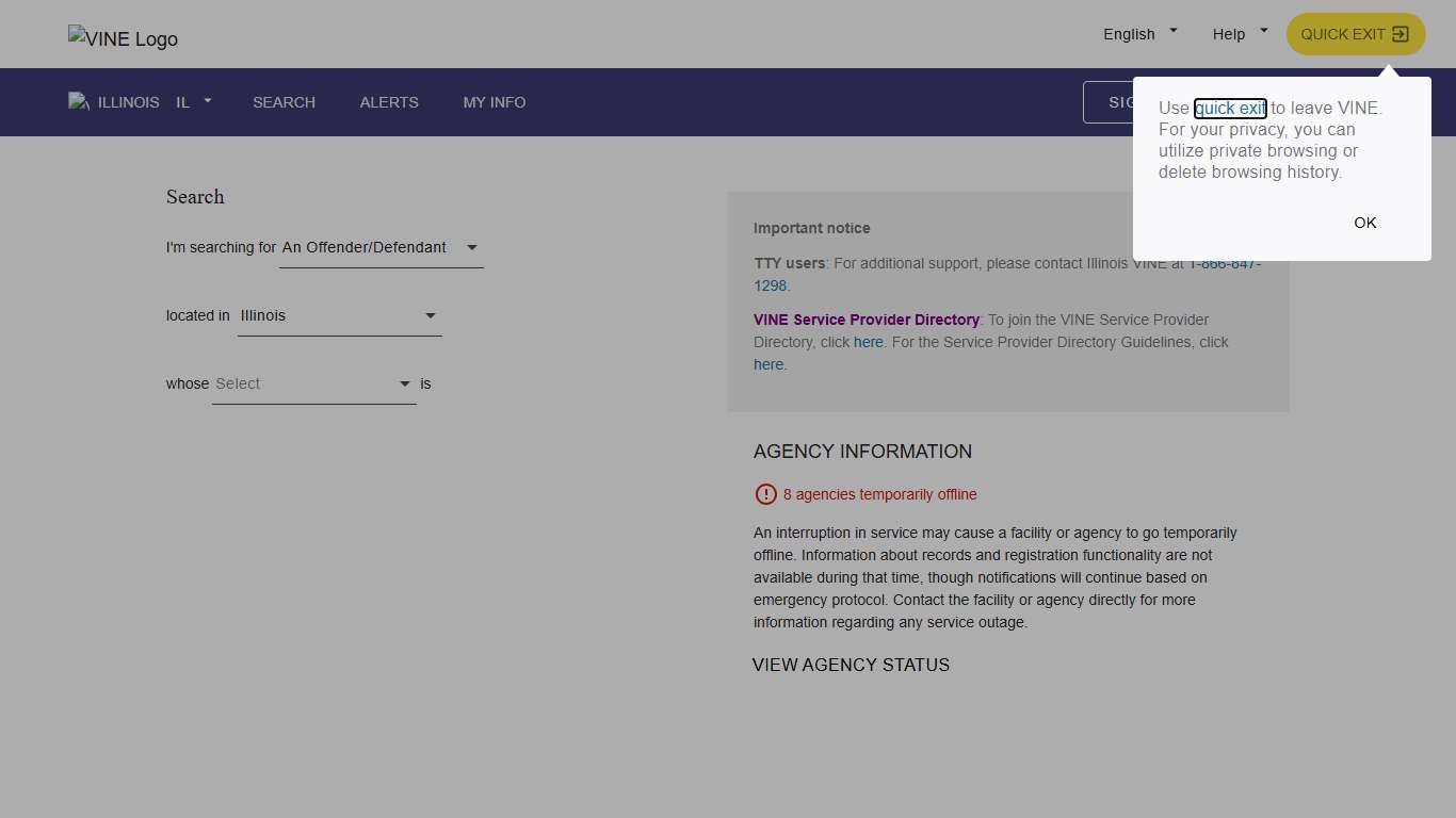 VINELink - Illinois - Search
